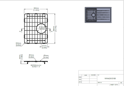 Stainless Steel Chrome Sink Grid For Vivaldi D100