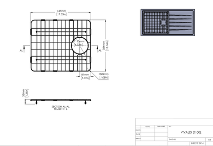 Stainless Steel Gold Grid for Carysil Vivaldi D100L