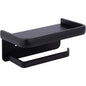 Wall Mounted Toilet Paper Holder Aluminum ROll Holder Toilet Paper Holder With Storage Shelf Black