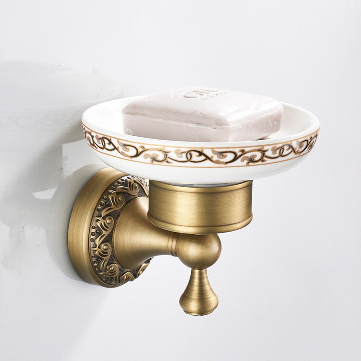 Soap dish - Soap holder - Antique soap dish - Brass ceramic - Wall mounted - Hanging soap dish for shower - Shower/bathroom holder
