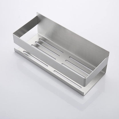 Stainless Steel Shower Rack - No Drilling Required - Wall Rack - Shower Rack - Shower Rack - Self-adhesive Shower Basket - Small Wall Rack - With Perfect Grip - Bathroom Shelf - with 2 Hooks - Bathroom Rack Shelf - Shower Basket 22 cm - Silver