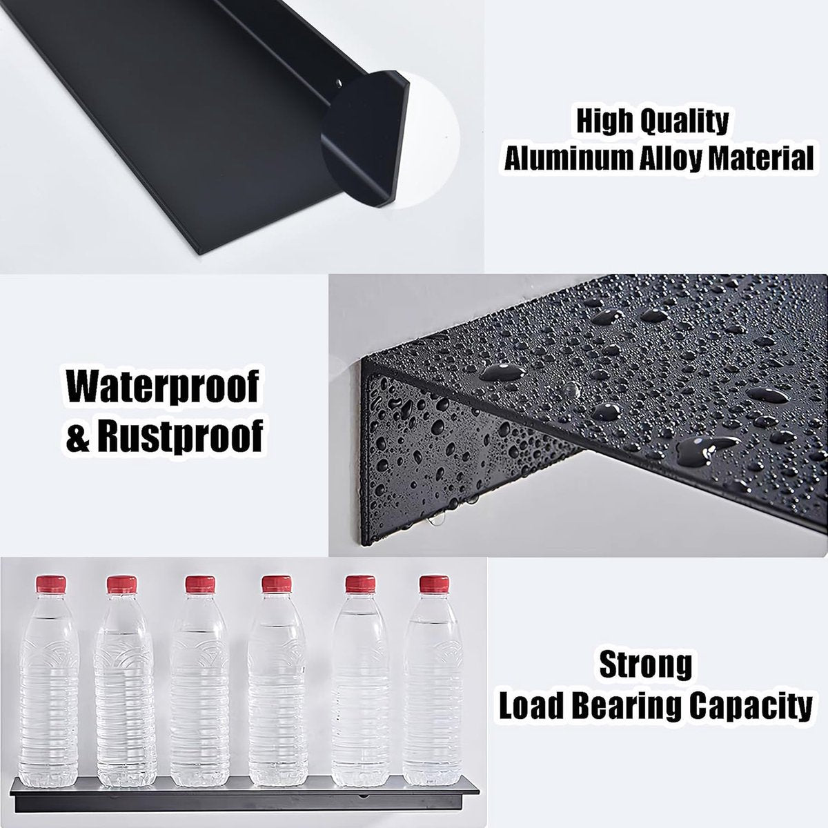 Bathroom Shelf - Wall-Mounted Shower Shelf - 2 Pieces - Soap Holder - Shelf - Modern Design Wall Shelves 30 cm - Bathroom Rack - Organizer - Metal Wall Shelf - Shower Shelf - for Bathroom, Living Room, Kitchen, Office - Shampoo Rack - Black