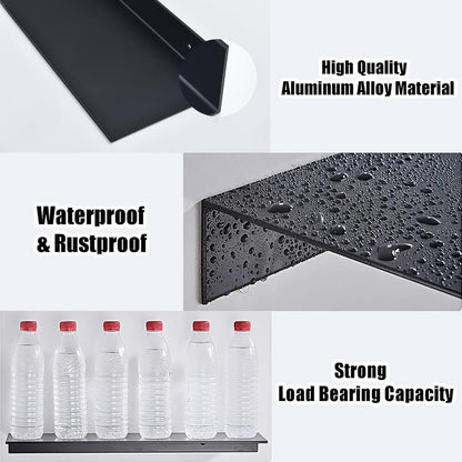 Bathroom Shelf - Wall-Mounted Shower Shelf - 2 Pieces - Soap Holder - Shelf - Modern Design Wall Shelves 30 cm - Bathroom Rack - Organizer - Metal Wall Shelf - Shower Shelf - for Bathroom, Living Room, Kitchen, Office - Shampoo Rack - Black
