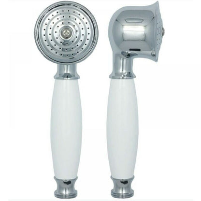 Complete bathroom shower head, anti-limescale shower head with ceramic handle, silver shower head, Chrome/White Finish Options