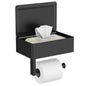 Matte Black Toilet Paper Holder with Shelf, Wipe Holder for Bathroom Flushable Wipes Dispenser Toilet Paper and Wipes Holder Toilet Paper Holder with Storage（20.5*13*15.5cm)