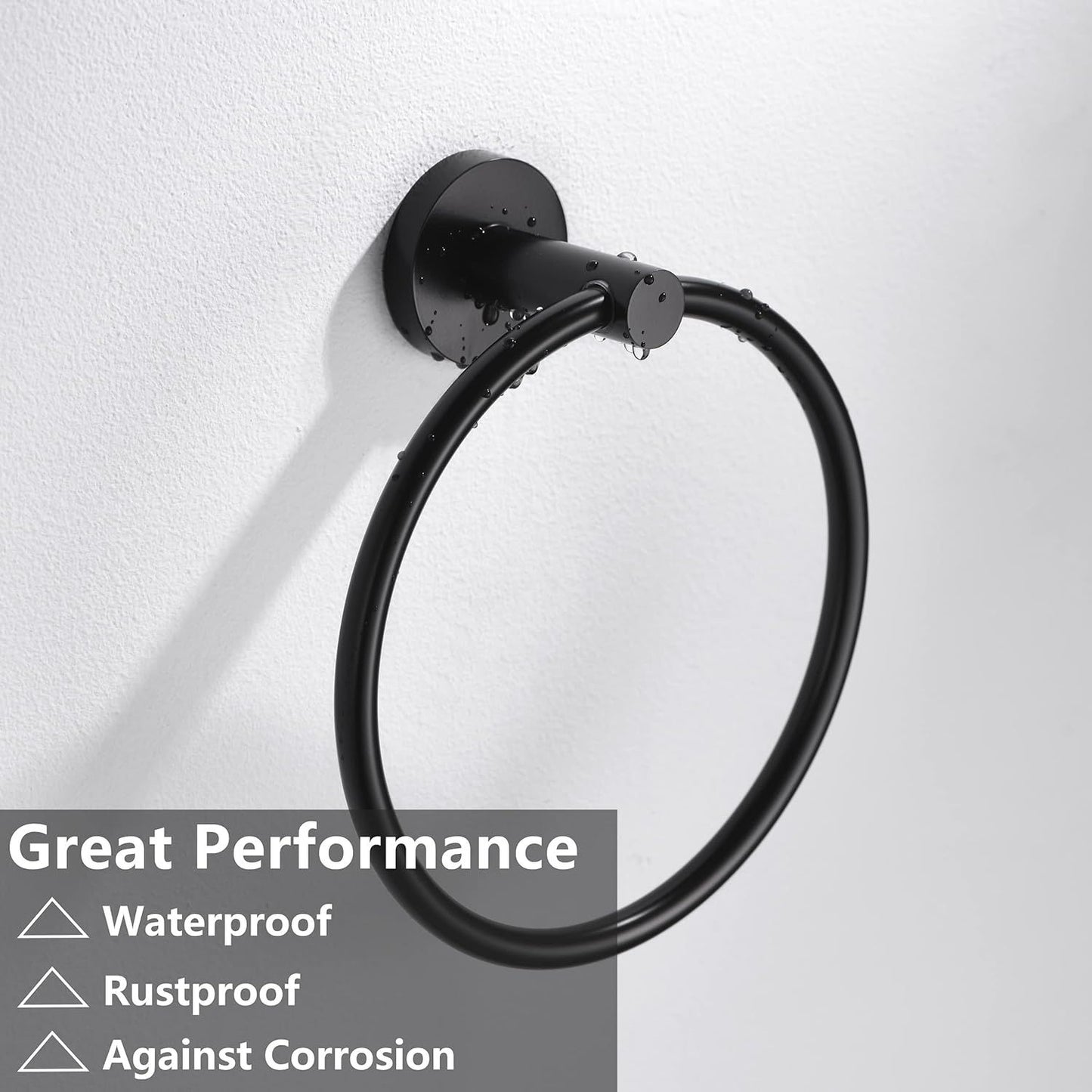 Matte Black Toilet Paper Holder and Hand Towel Holder, 2 Pieces Bathroom Hardware Accessories Set, Stainless Steel Sturdy Wall Mount Toilet Paper Roll Holder and Towel Rack, Black