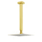 WELS Brushed Gold Square 8" Rain Shower Head 300mm Brass Ceiling Dropper Arm Set