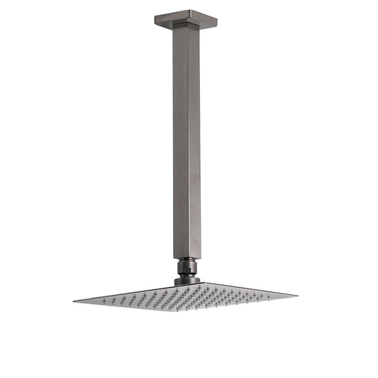 Gun Metal Square 8" Rainfall Shower Head 300mm Ceiling Dropper Arm Bath Set WELS
