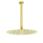 WELS 12" Round Stainless Steel Shower Head Extension Ceiling Arm Set Brushed Gold