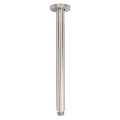 Brushed Nickel Round 8" Shower Rain Head + 300mm Brass Ceiling Dropper Arm Set