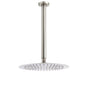 Brushed Nickel Round 10" Shower Rain Head + 300mm Brass Ceiling Dropper Arm Set
