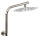Brushed Nickel 10" Round Rainfall Shower Head 360°Swivel Gooseneck Wall Arm Set