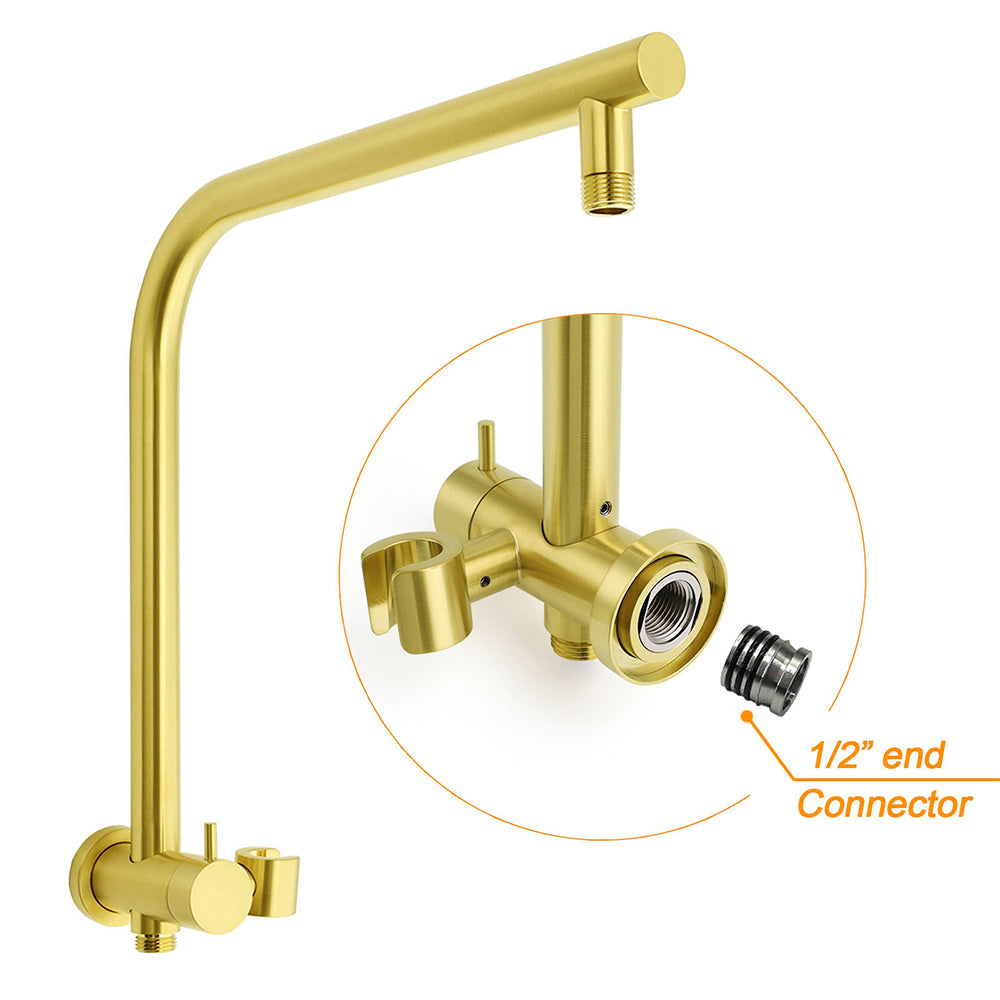 WELS Brushed Gold Large 12" Rain Shower Head 3 Mode Handheld Diverter Twin Taps Combo