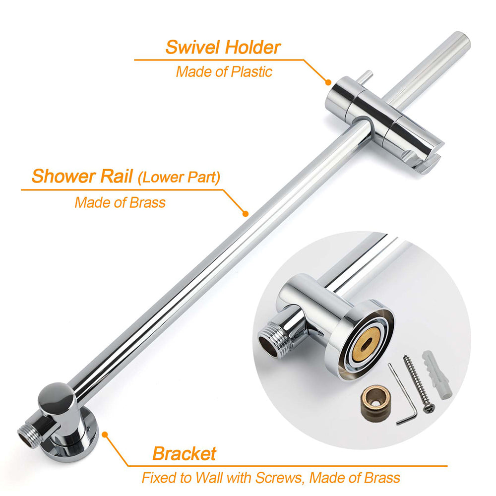 WELS Chrome 9" Rain Shower Head 3 Modes Handheld Rose Slide Rail Set Twin Taps