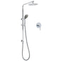 WELS Chrome Dual 8" Slim Rain Shower 5 Modes Rose Mixer Valve Sliding Rail Set + Mixer