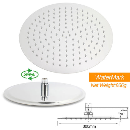 Chrome Dual Shower 12" Slim Rain Head 5 Modes Handheld Sliding Rail Inbuilt Diverter + Single Mixer