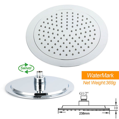 WELS Chrome Round 9" Rain Shower Head 5 Modes Massage Handheld Sliding Rail Set