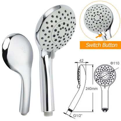 WELS Chrome Round 9" Rain Shower Head 5 Modes Massage Handheld Sliding Rail Set