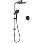 WELS Matt Black 10" Shower Rain Head Handheld Silde Wall Arm Rail Dual Set Mixer