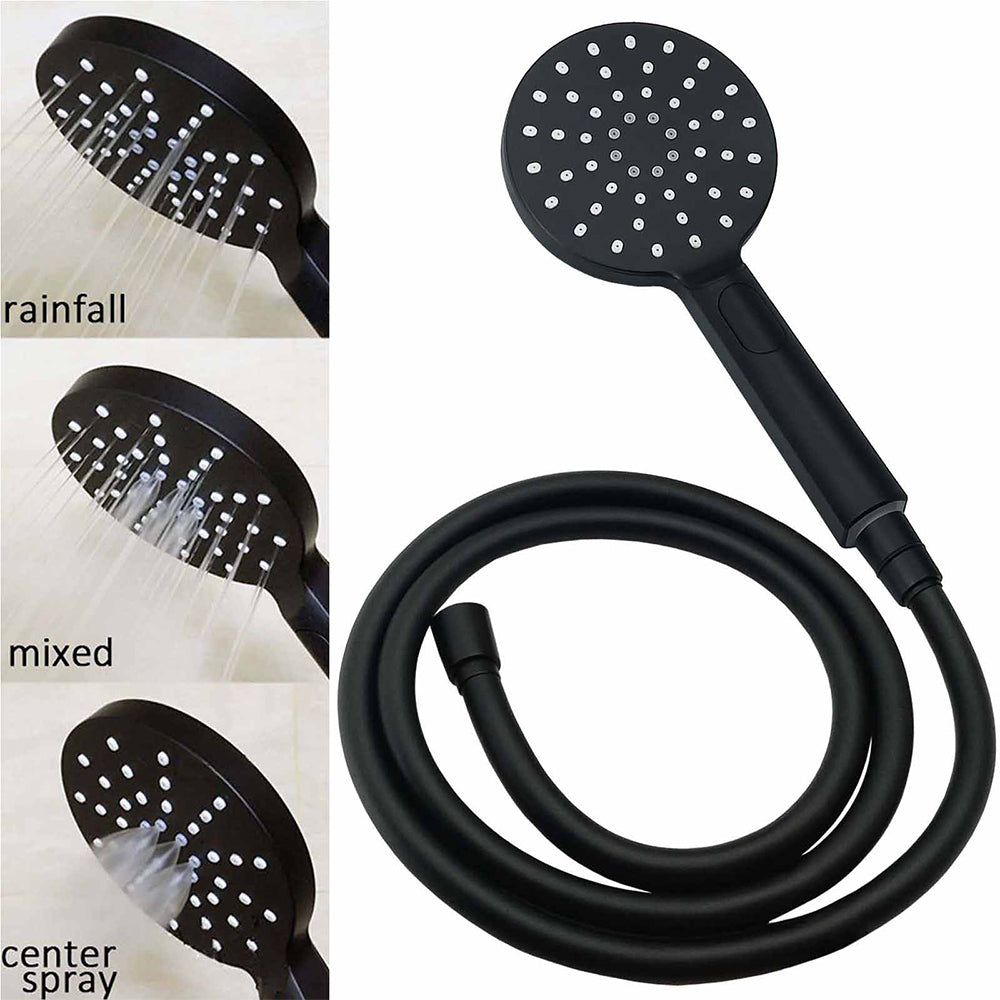 WELS Matt Black Dual Shower 12" Large Shower Rain Head + Handheld Silde Wall Rail Mixer Set