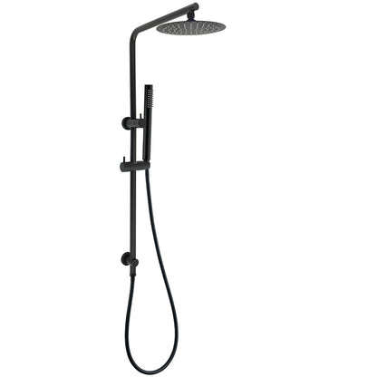 Matt Black Round 8" Rain Shower Head 3 Mode Handheld 2 in 1 Wall Arm Set