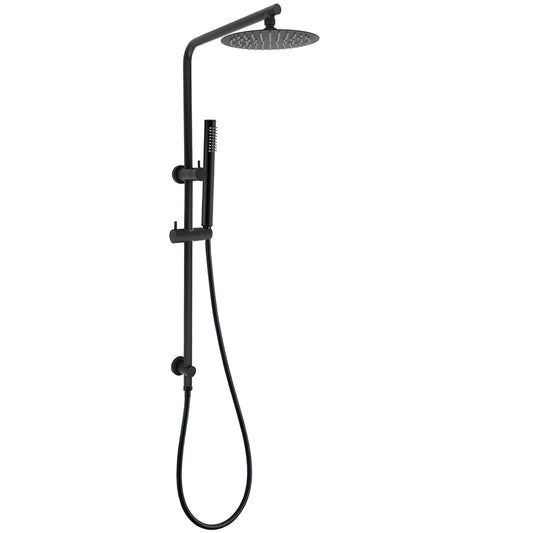 Matt Black Round 8" Rain Shower Head 3 Mode Handheld 2 in 1 Wall Arm Set