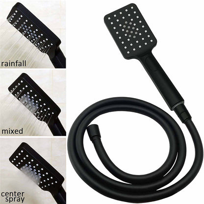 Matt Black Dual Shower Square 10" Rain Head 3 Modes Handheld Brass Silde Rail Twin Taps
