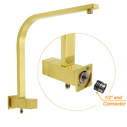 WELS Brushed Gold 2in1 Set 8" Square Rain Shower Head 3 Modes Handheld Silde Rail Arm + Mixer