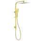 WELS Brushed Gold Square Shower 12" Large Rain Head Handheld Silde Rail Arm 2in1 Set