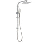 Brushed Nickel Square Twin Shower Set 8" Rain Head 3 Modes Handheld Silding Rail Arm