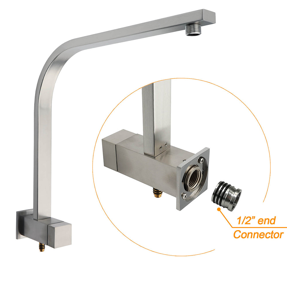 Brushed Nickel Square Twin Shower Set 12" Rain Head 3 Modes Handheld Silding Rail Wall Mixer