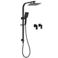 Matt Black Square Twin Shower Set 8" Rain Head 3 Modes Handheld Silde Rail Arm + Taps
