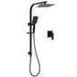 Matt Black Square Twin Shower Set 8" Rain Head 3 Modes Handheld Silde Rail Arm + Mixer