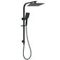 WELS Matt Black Dual Shower Set 10" Square Rain Head Handheld Silde Rail Arm Kit