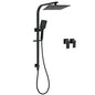 WELS Matt Black 2in1 Shower Set 10" Square Rain Head Handheld Silde Rail Arm Twin Taps