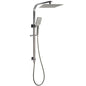 Gun Metal Double Square Shower Head Set 10" Rain Handheld Sliding Rail Diverter