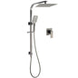WELS Gun Metal Double Square Shower Head Set 10" Rain Handheld Sliding Rail Diverter Wall Mixer