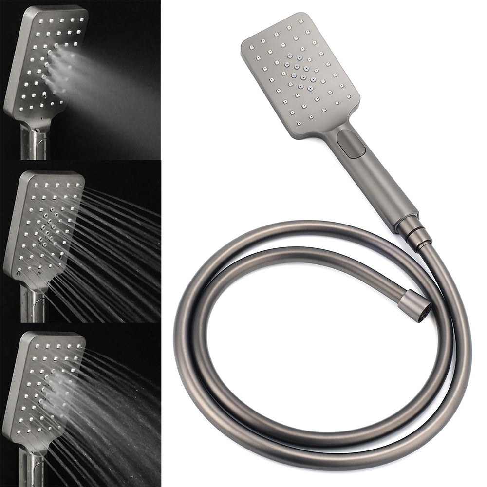 WELS Gun Metal Double Square Shower Head Set 12" Rain Handheld Sliding Rail 2 Way Switch