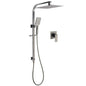 WELS Gun Metal Twin Shower Head Square Set 12" Rain Handheld Sliding Rail Diverter Wall Mixer