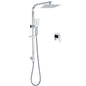 Chrome Twin Square Shower Set 8" Rain Shower Head 3 Function Handheld Rail Arm Mixer
