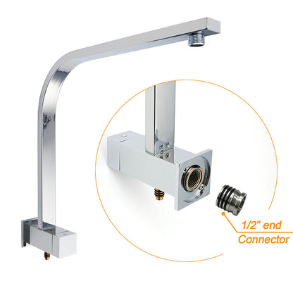 Chrome Twin Square Shower Set 8" Rain Shower Head 3 Function Handheld Rail Arm Mixer