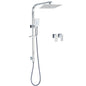 WELS Chrome 8" Twin Square Shower Set Rain Head 3 Modes Handheld Sliding Rail + Taps