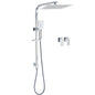 Chrome Twin Square Shower Set 12" Rain Shower Head 3 Function Handheld Rail Arm Taps