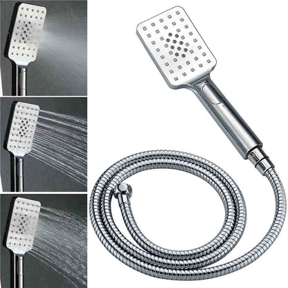 WELS Twin Square Shower Set 16" Rain Shower Head 3 Function Handheld Rail Arm Taps