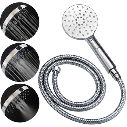 WELS Chrome Round 8" Stainless Steel Rain Head Handheld Sliding Rail Arm 2in1 Shower Set