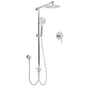 WELS Chrome Round 2in1 8" Stainless Steel Rain Head Handheld Sliding Rail Arm Shower Mixer Set