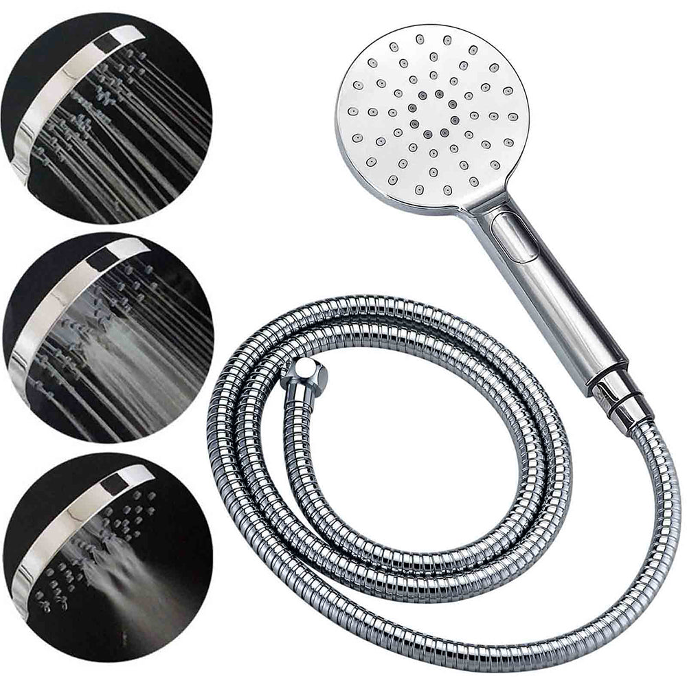 WELS Chrome Round 2in1 8" Stainless Steel Rain Head Handheld Sliding Rail Arm Shower Mixer Set