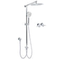 Chrome 10" Round Rain Handheld Twin Shower Head Arm Sliding Rail Arm Double Taps