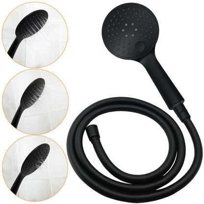 Matt Black 9" Round Rain Shower Head Handheld Adjustable Rail Arm Elbow Twin Set Hot Cold Taps