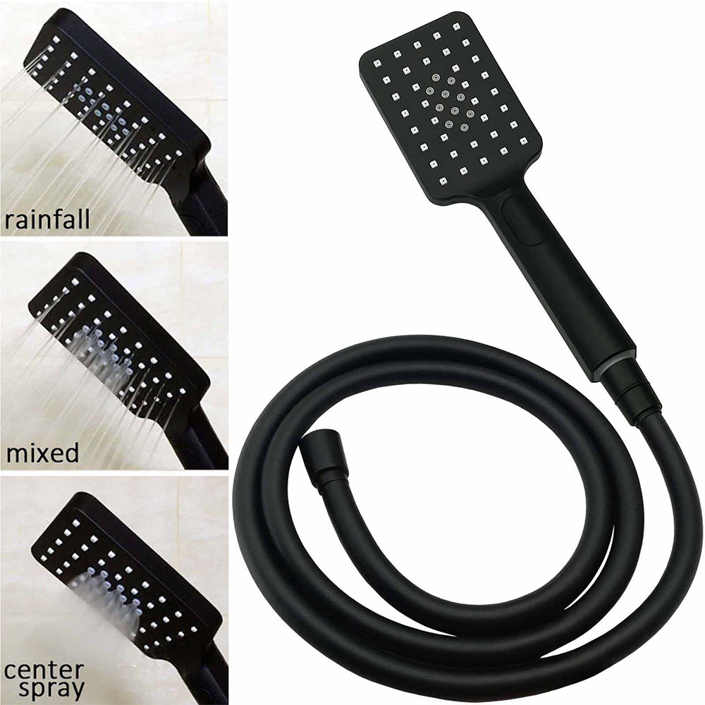 Matt Black 2in1 Set Square 10" Shower Rain Head Handheld Adjustable Silding Rail + Mixer